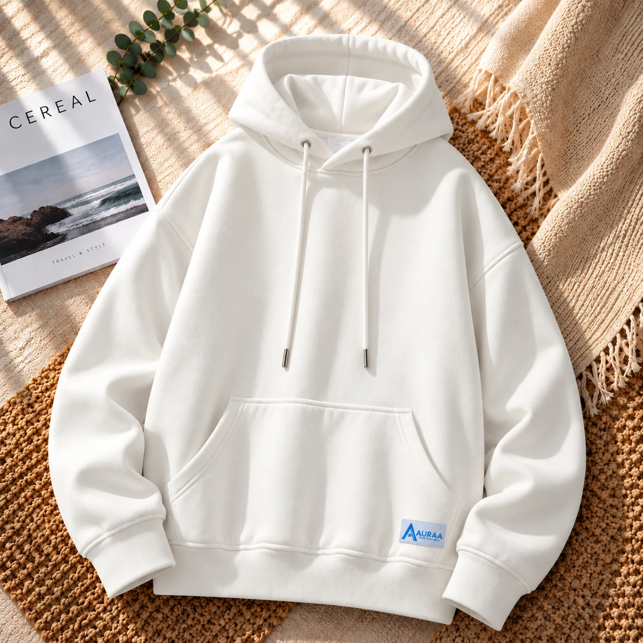 Auraa Solid Color Premium Cotton Fleece Hoodie Unisex