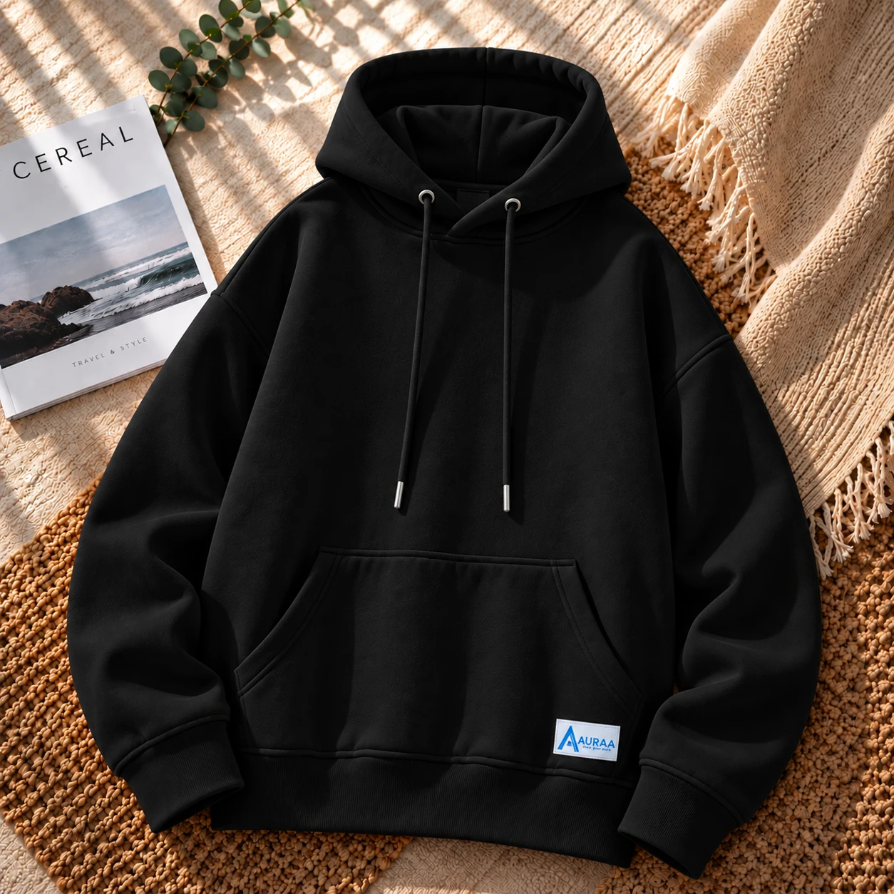 Auraa Solid Color Premium Cotton Fleece Hoodie Unisex